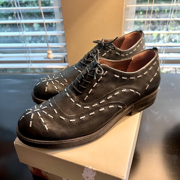 AS98 Shoes - AS98 Black + Silver Laceup Brogues